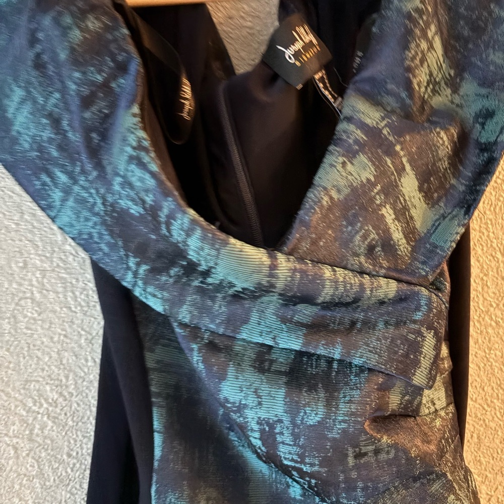Joseph Ribkoff Asymmetrical Dress in Blue and Green - Picture 5 of 8